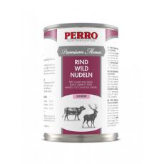 PERRO Premium Menue Junior Hovězí, Zvěřina a nudle 410g